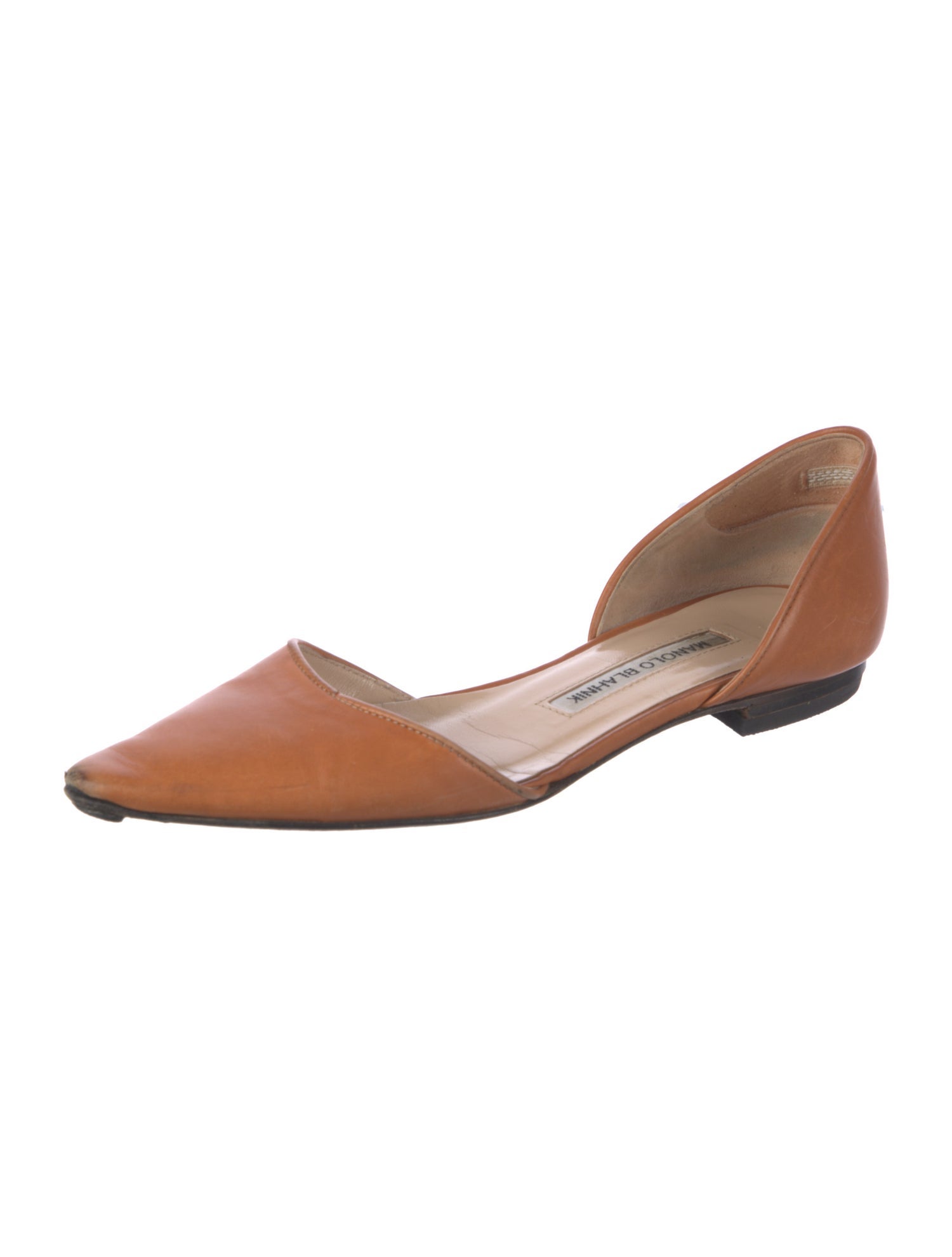 Manolo Blahnik Leather D'Orsay Flats