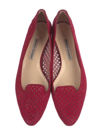 Manolo Blahnik Suede Mesh Accents Flats