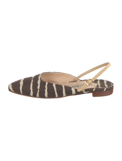 Manolo Blahnik Canvas Animal Print Slingback Flats