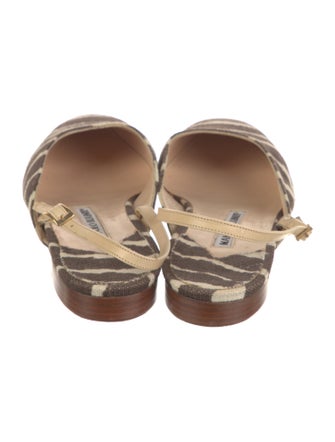 Manolo Blahnik Canvas Animal Print Slingback Flats