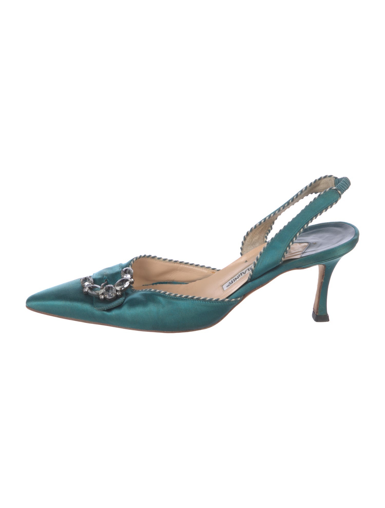 Manolo Blahnik Hangisi Satin Slingback Pumps