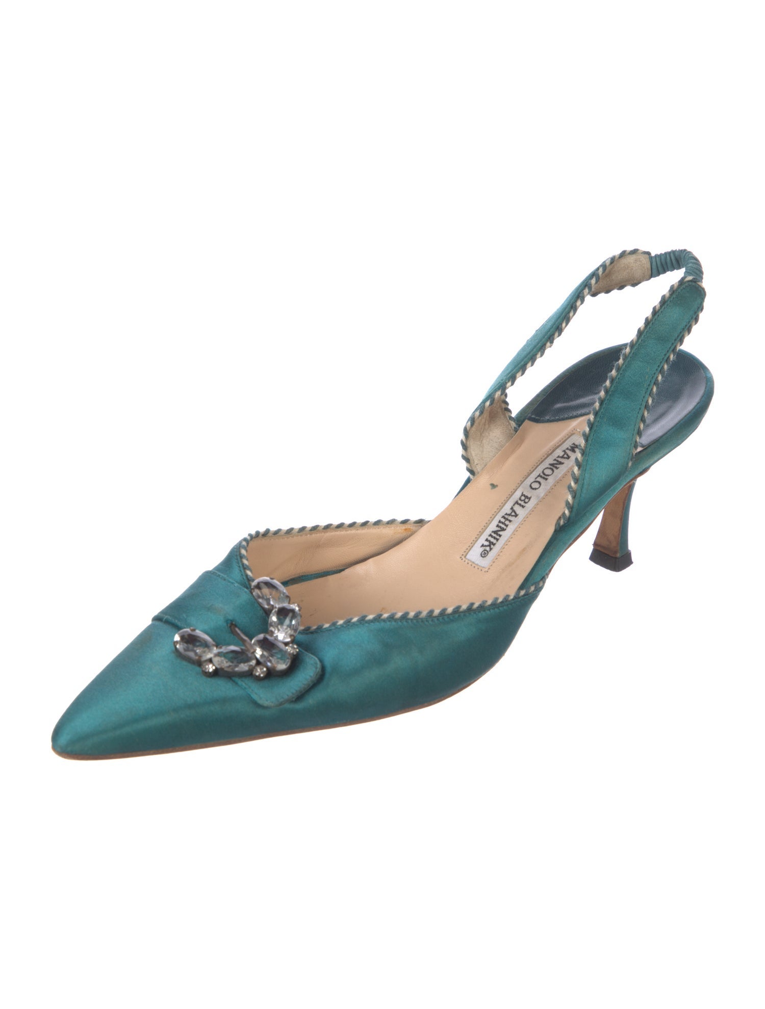 Manolo Blahnik Hangisi Satin Slingback Pumps