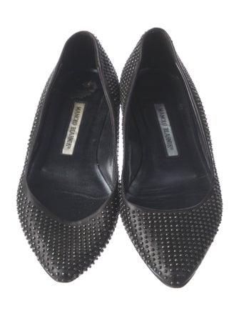 Manolo Blahnik Leather Studded Accents Flats