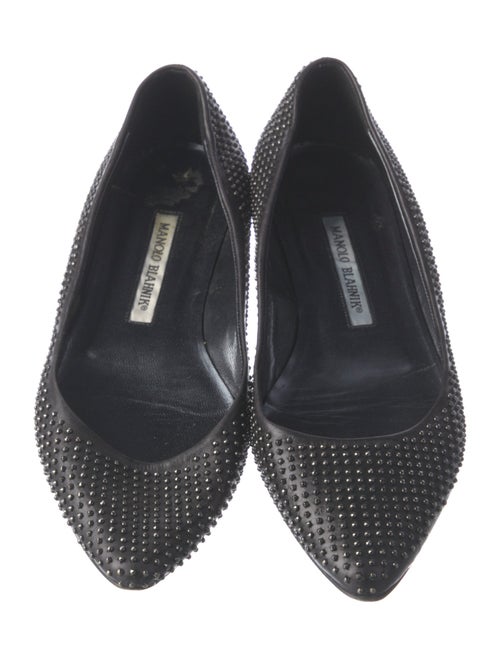 Manolo Blahnik Leather Studded Accents Flats