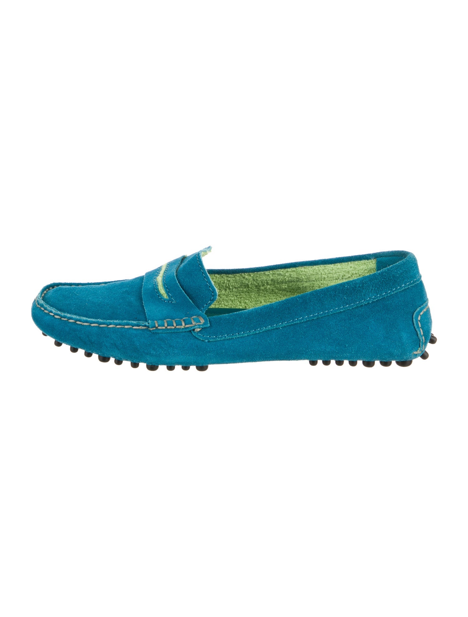 Manolo Blahnik Suede Whipstitch Trim Loafers
