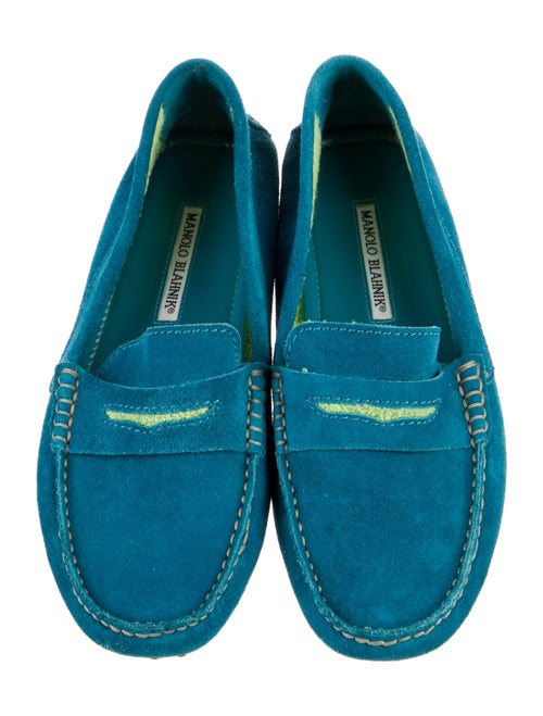 Manolo Blahnik Suede Whipstitch Trim Loafers