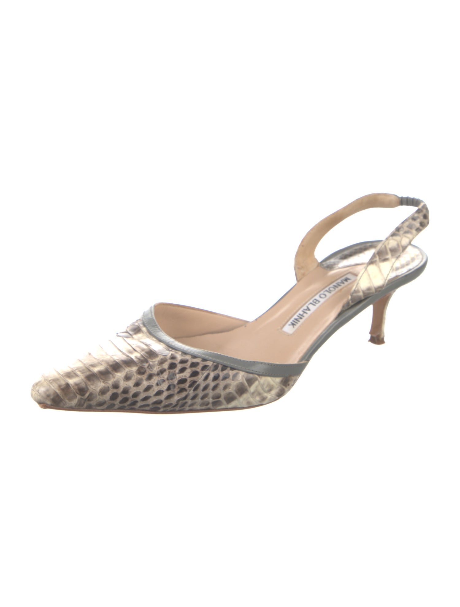 Manolo Blahnik Snakeskin Animal Print Slingback Pumps