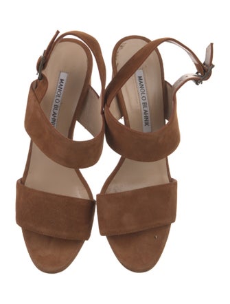 Manolo Blahnik Suede Slingback Sandals