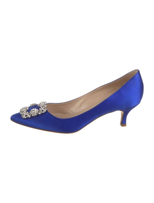 Manolo Blahnik Satin Crystal Embellishments Pumps