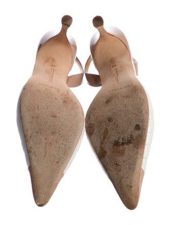 Manolo Blahnik Leather Colorblock Pattern Slingback Pumps