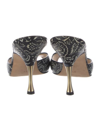Manolo Blahnik Leather Printed Slides