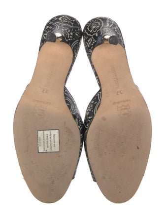 Manolo Blahnik Leather Printed Slides