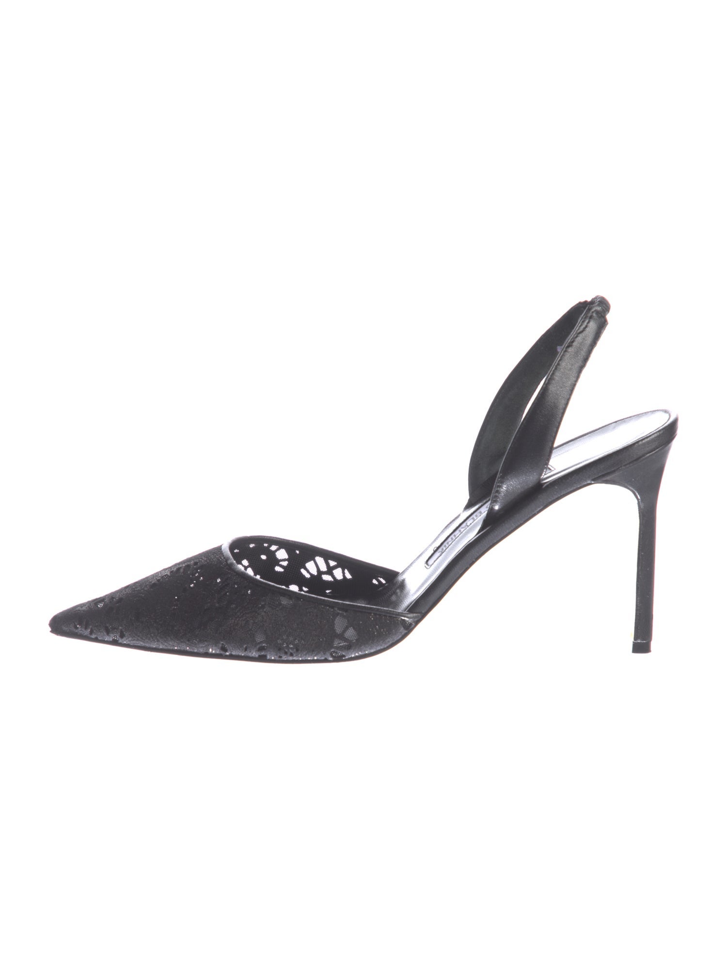 Manolo Blahnik Leather Lasercut Accents Slingback Pumps