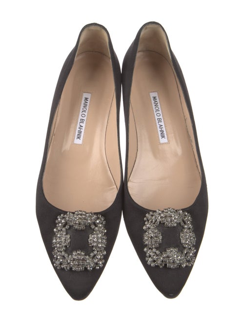 Manolo Blahnik Satin Crystal Embellishments Flats
