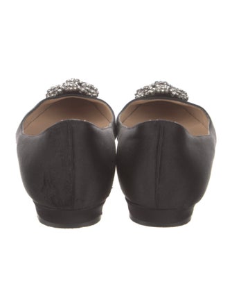 Manolo Blahnik Satin Crystal Embellishments Flats