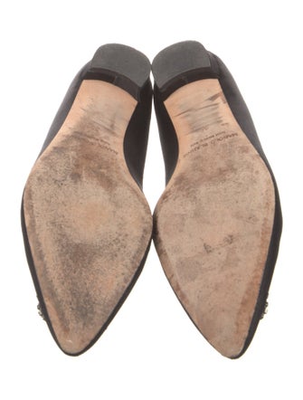 Manolo Blahnik Satin Crystal Embellishments Flats