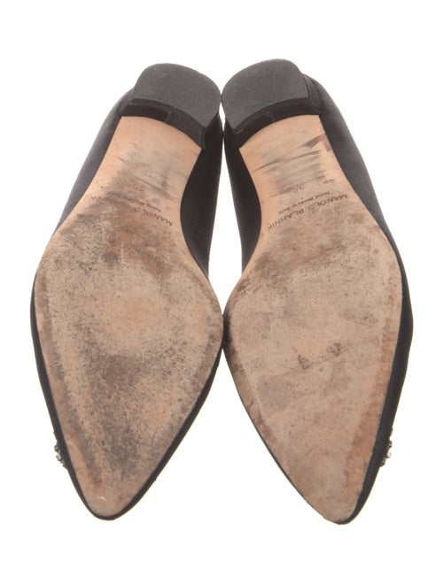 Manolo Blahnik Satin Crystal Embellishments Flats