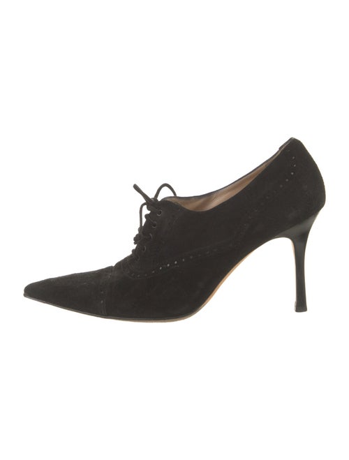 Manolo Blahnik Suede Lasercut Accents Pumps