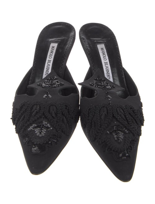 Manolo Blahnik Satin Sequin Embellishments Mules