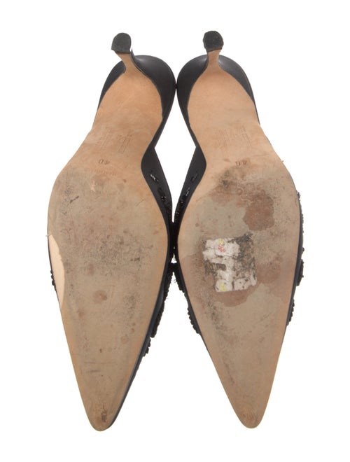 Manolo Blahnik Satin Sequin Embellishments Mules