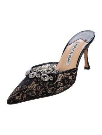 Manolo Blahnik Lace Lace Pattern Mules