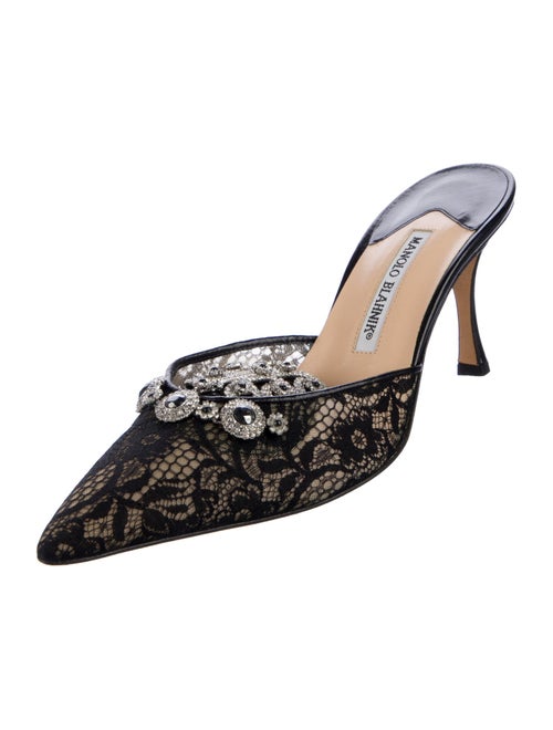 Manolo Blahnik Lace Lace Pattern Mules