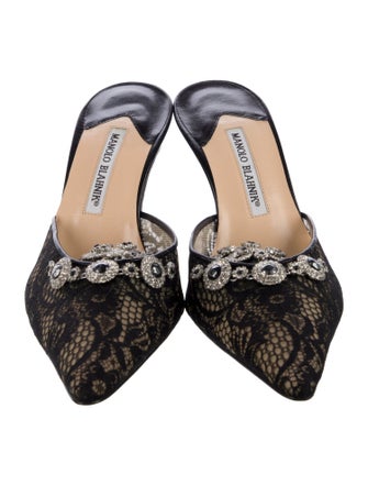 Manolo Blahnik Lace Lace Pattern Mules