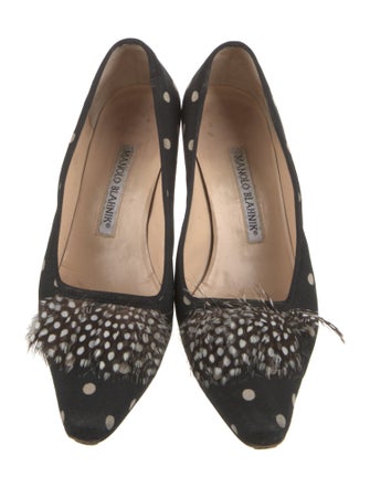 Manolo Blahnik Canvas Polka Dot Print Pumps