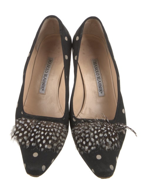 Manolo Blahnik Canvas Polka Dot Print Pumps