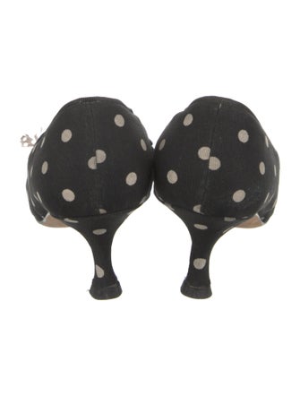 Manolo Blahnik Canvas Polka Dot Print Pumps