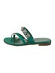 Manolo Blahnik Satin Crystal Embellishments Slides