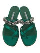 Manolo Blahnik Satin Crystal Embellishments Slides