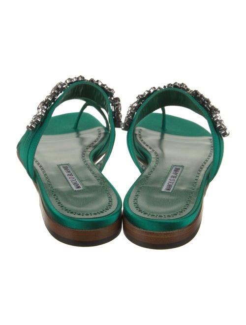 Manolo Blahnik Satin Crystal Embellishments Slides