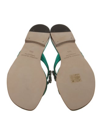 Manolo Blahnik Satin Crystal Embellishments Slides