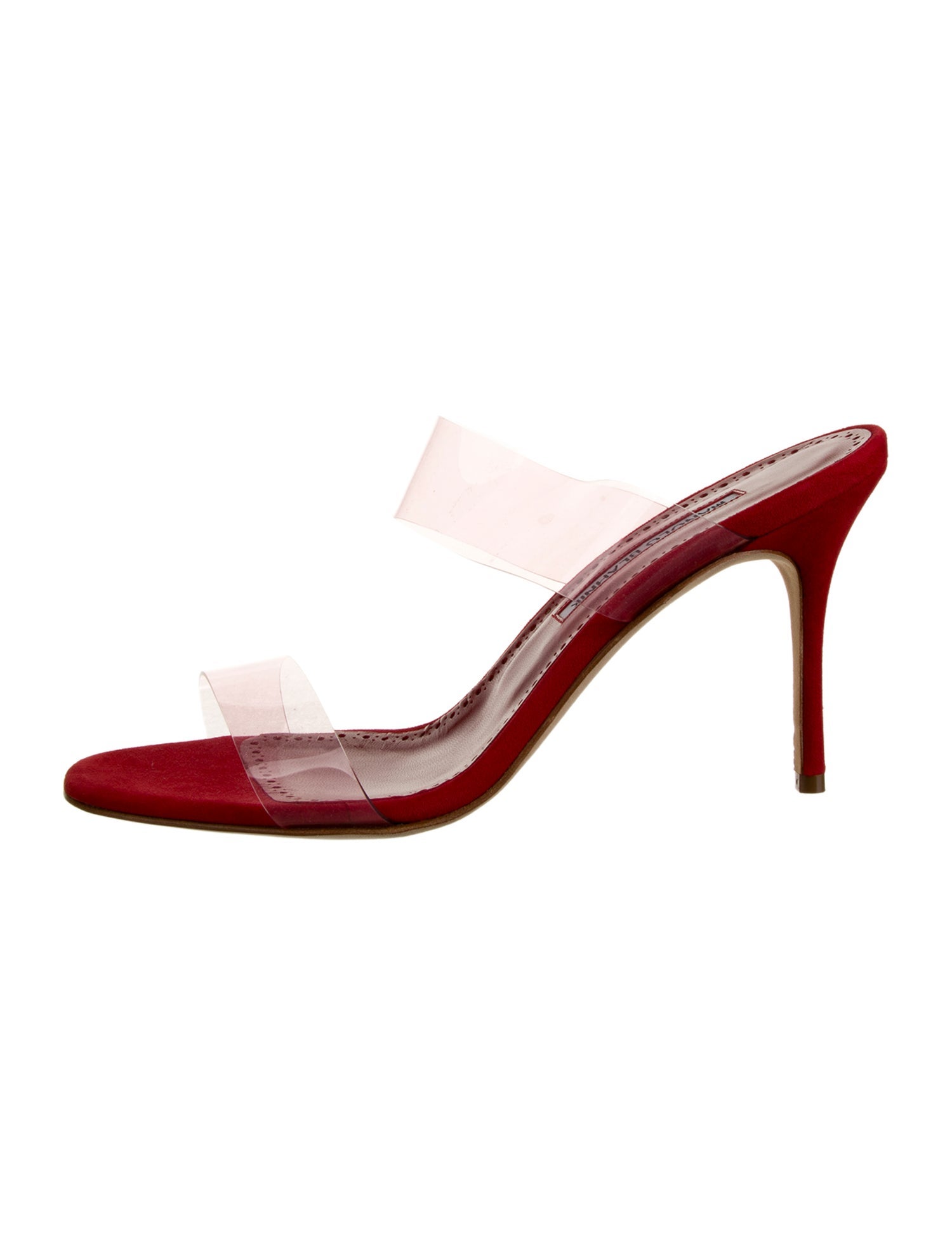 Manolo Blahnik Suede Leather Trim Embellishment Slides