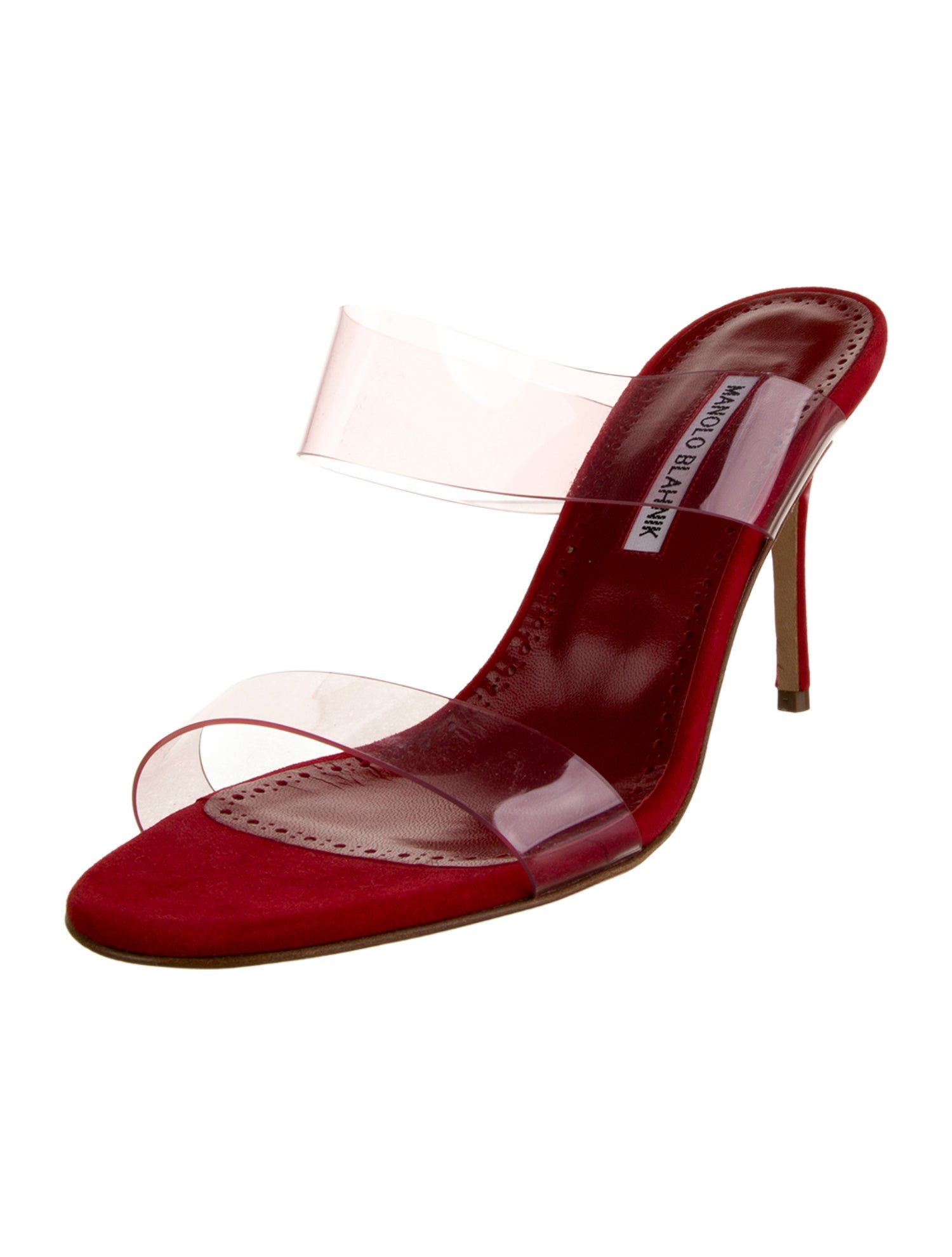 Manolo Blahnik Suede Leather Trim Embellishment Slides