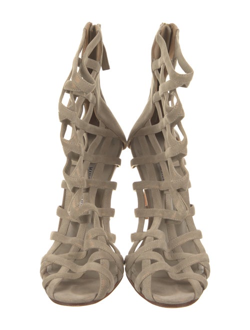 Manolo Blahnik Suede Cutout Accent Sandals