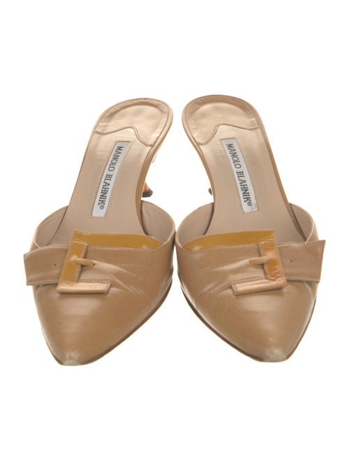 Manolo Blahnik Leather Embroidered Accent Mules