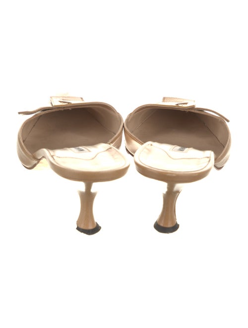 Manolo Blahnik Leather Embroidered Accent Mules