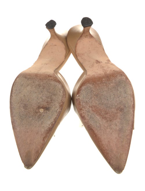 Manolo Blahnik Leather Embroidered Accent Mules