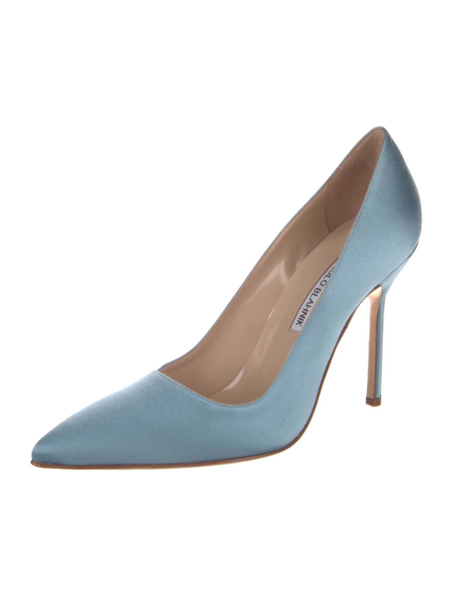 Manolo Blahnik Satin Crystal Embellishments Pumps
