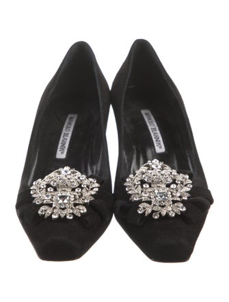 Manolo Blahnik Crepe De Chine Suede Pumps