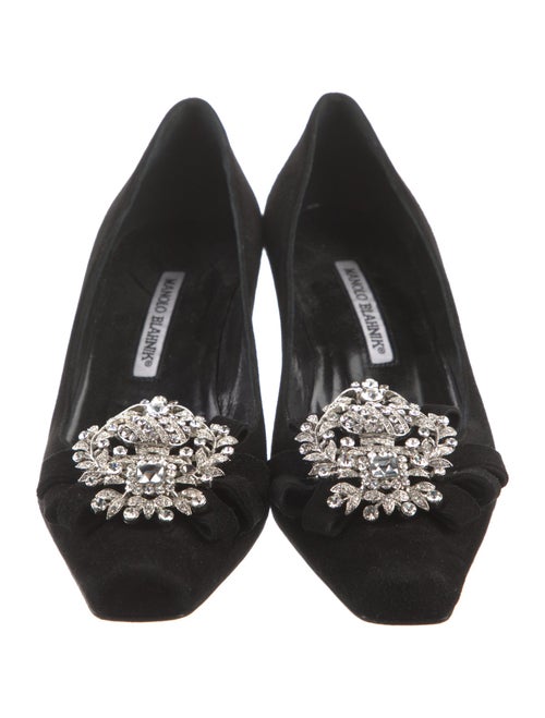 Manolo Blahnik Crepe De Chine Suede Pumps