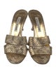 Manolo Blahnik Leather Animal Print Slides