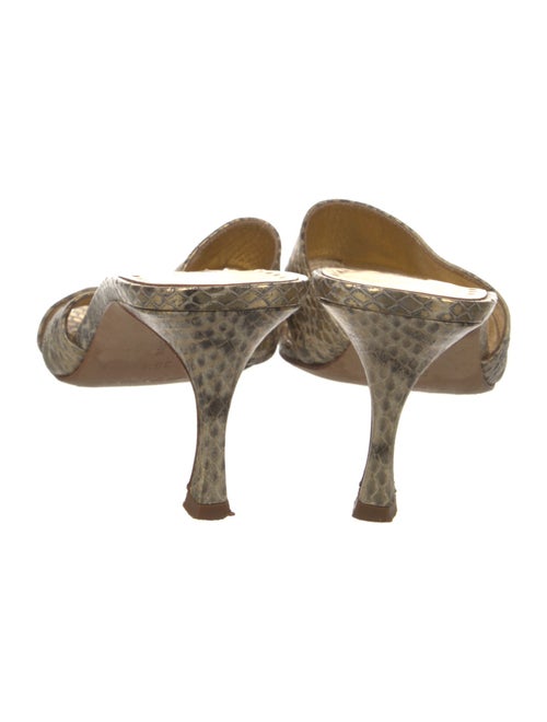 Manolo Blahnik Leather Animal Print Slides