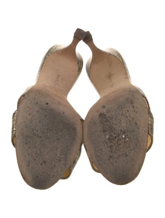 Manolo Blahnik Leather Animal Print Slides