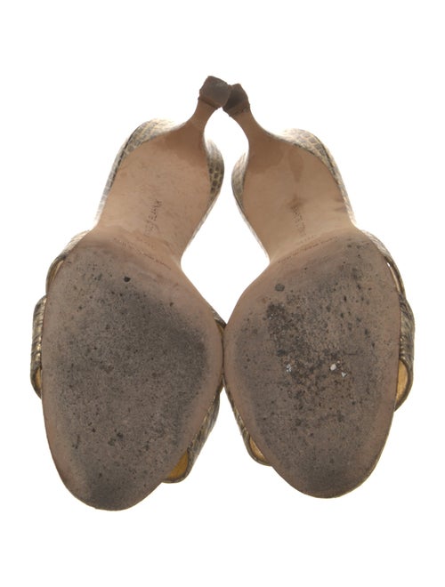 Manolo Blahnik Leather Animal Print Slides