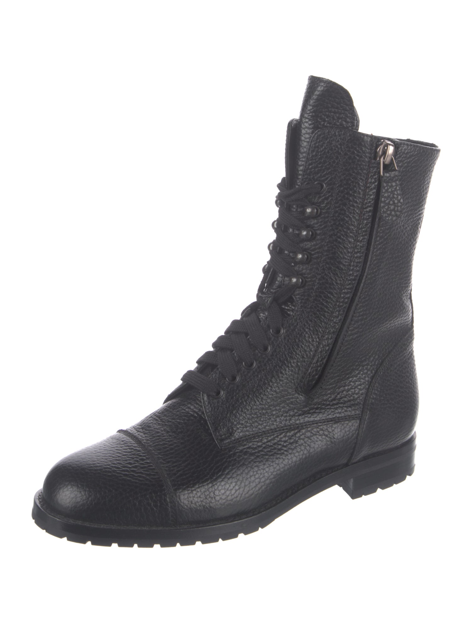 Manolo Blahnik Leather Combat Boots