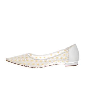 Manolo Blahnik Embroidered Accent Ballet Flats