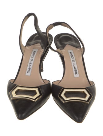 Manolo Blahnik Leather Slingback Pumps